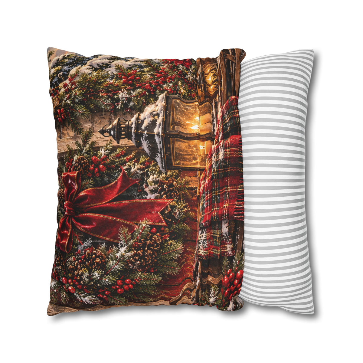 Christmas Village Horse-Drawn Sleigh Decorative Pillowcase