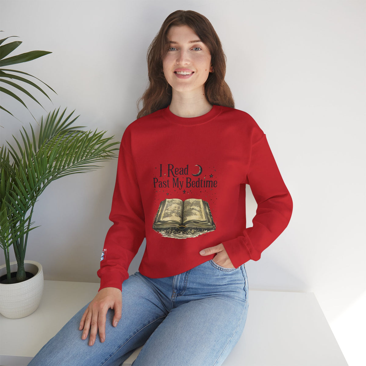 Booklover Crewneck Sweatshirt - "I Read Past My Bedtime" Cozy Reading Pullover- Flour and Foundry Mercantile Co.