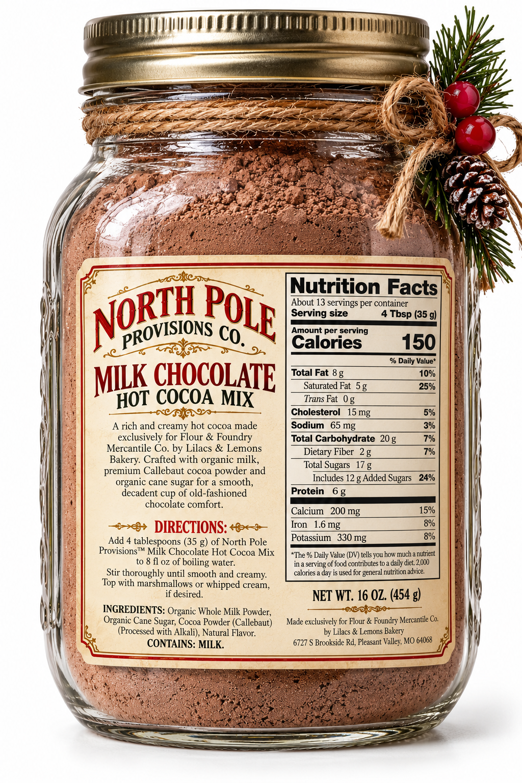 North Pole Provisions™ Milk Chocolate Hot Cocoa Mix | Organic Milk & Callebaut Cocoa | 16 oz