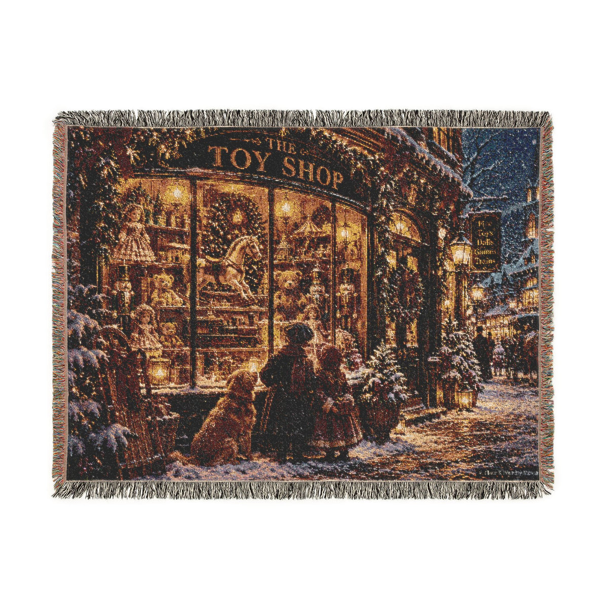 Christmas Eve at the Toy Shop Woven Blanket