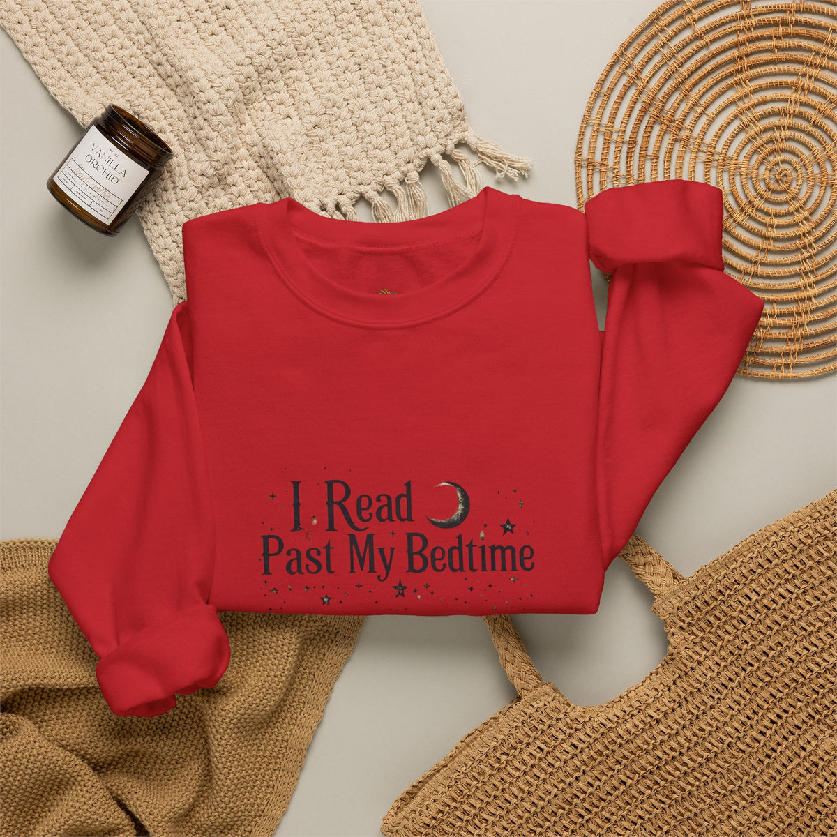 Booklover Crewneck Sweatshirt - "I Read Past My Bedtime" Cozy Reading Pullover- Flour and Foundry Mercantile Co.