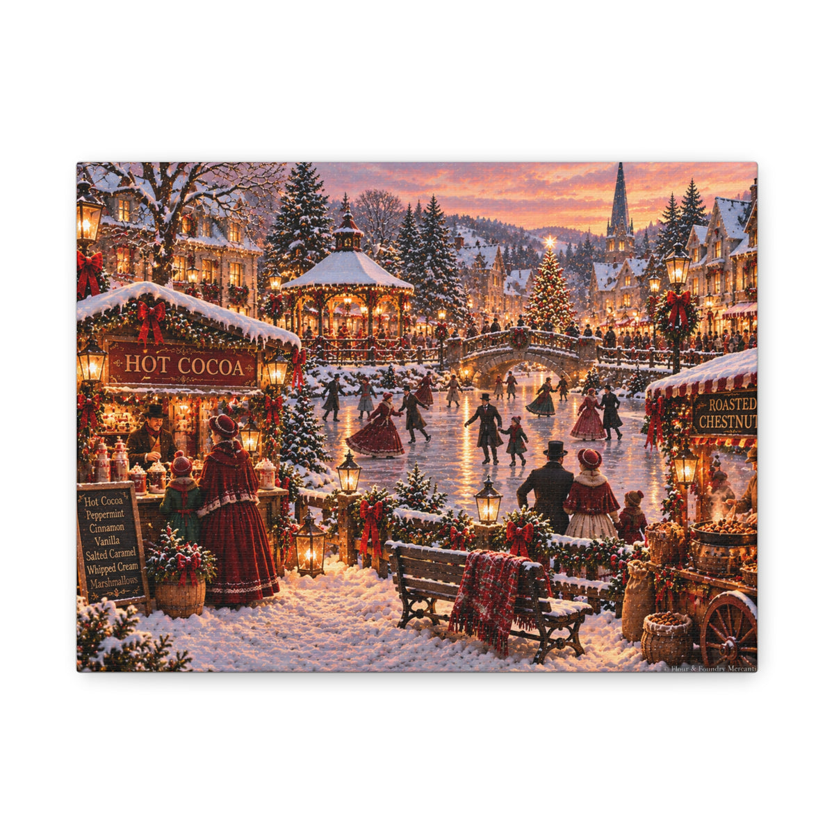 Victorian Ice Skating Scene Canvas