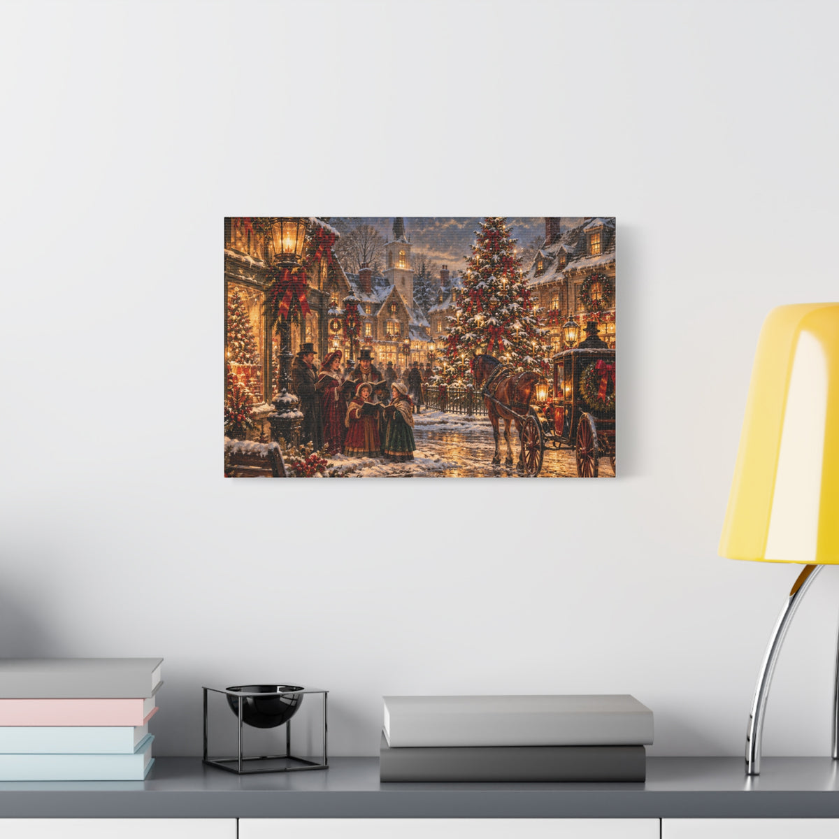 Christmas Carolers Vintage Street Canvas - Matte Stretched Wall Art
