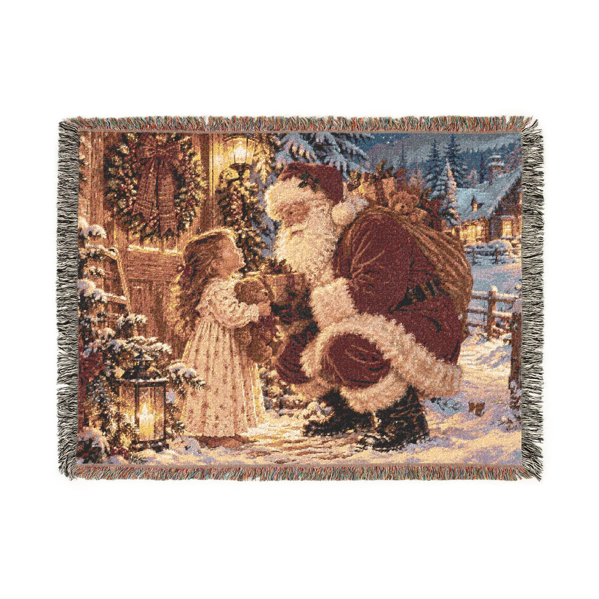Vintage Santa Christmas Woven Blanket