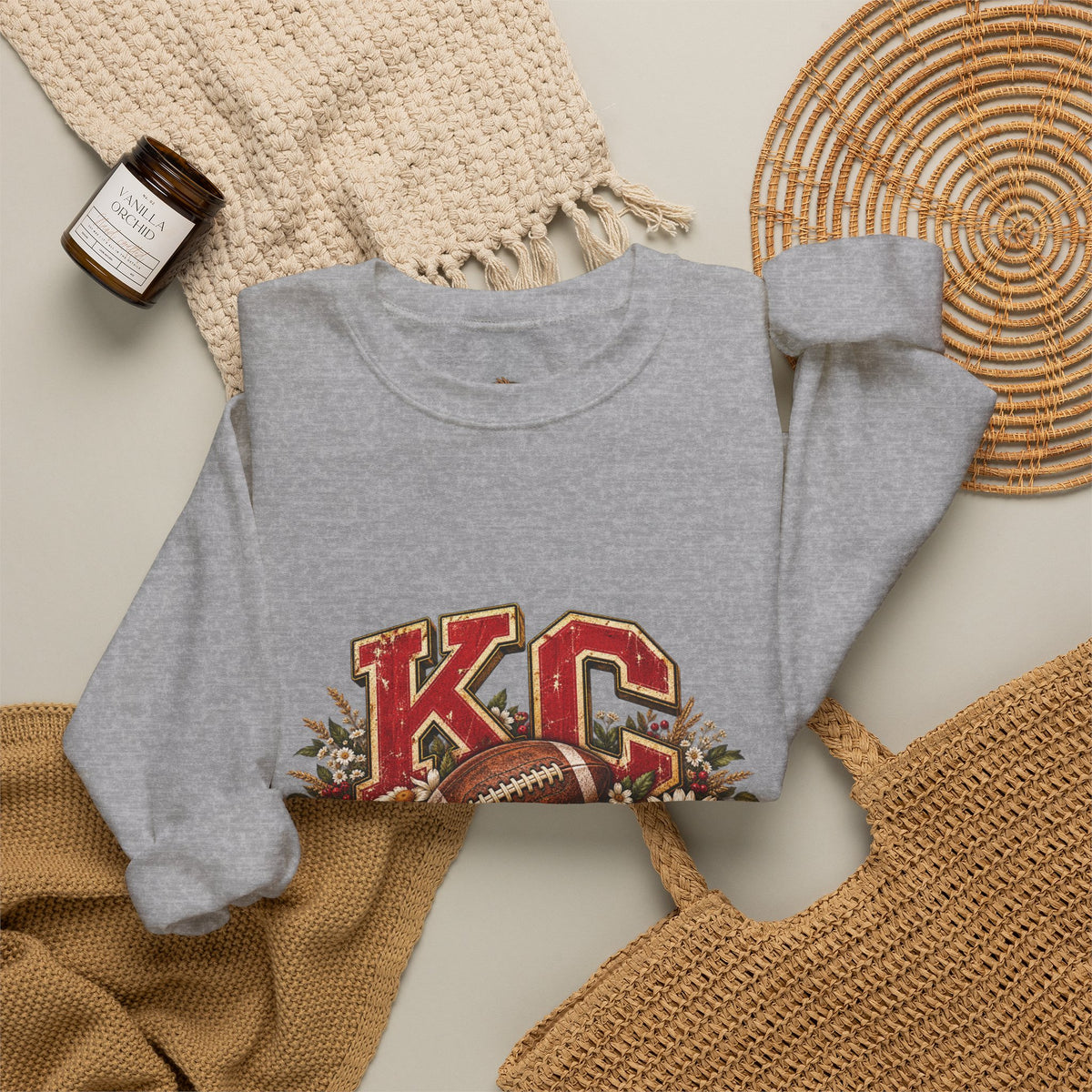 KC Football Vintage Crewneck Sweatshirt- Flour and Foundry Mercantile Co.