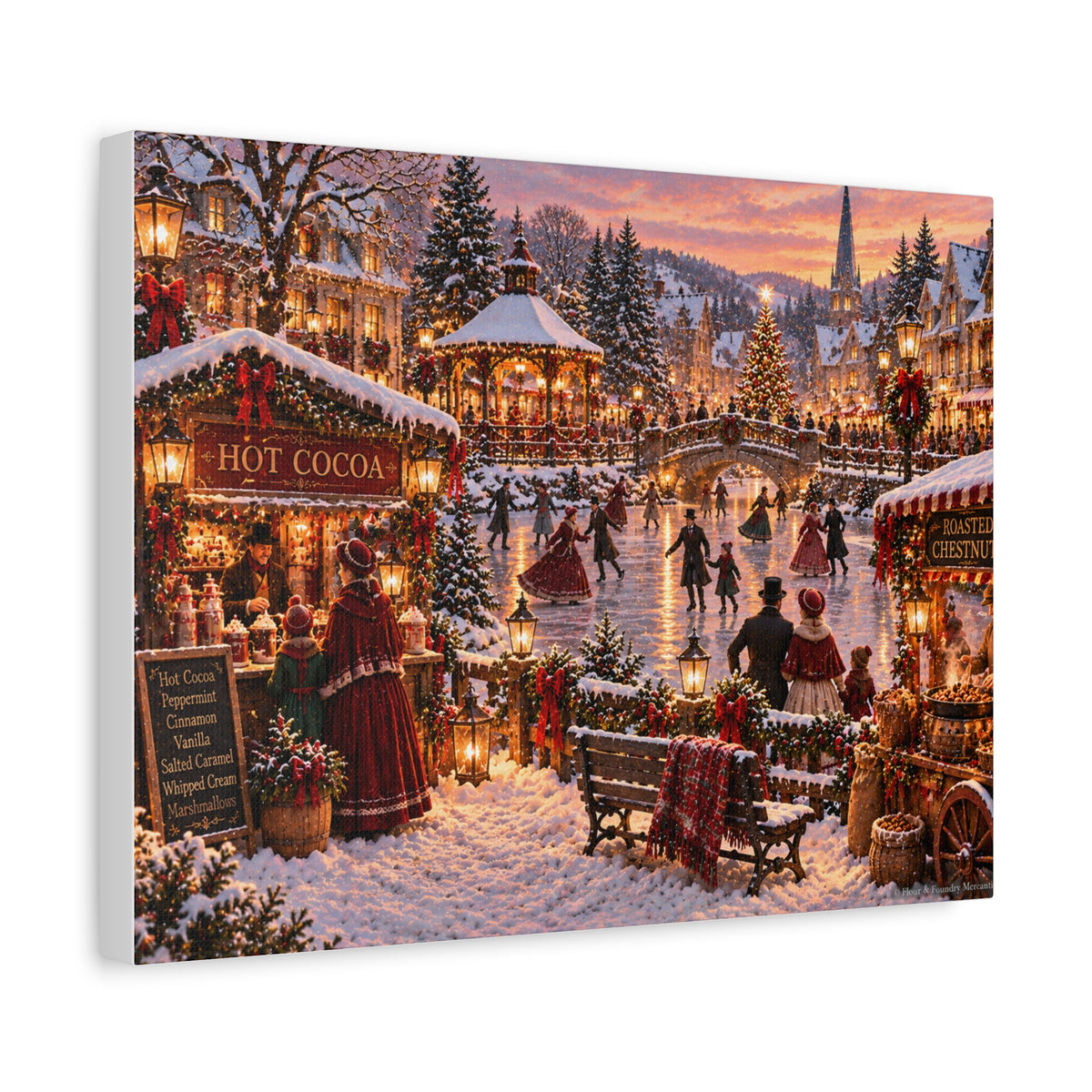 Victorian Ice Skating Scene Canvas