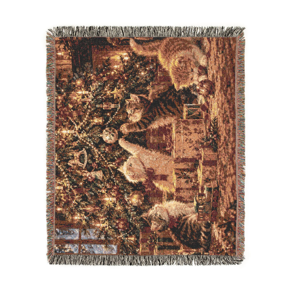 Victorian Christmas Kittens Woven Blanket