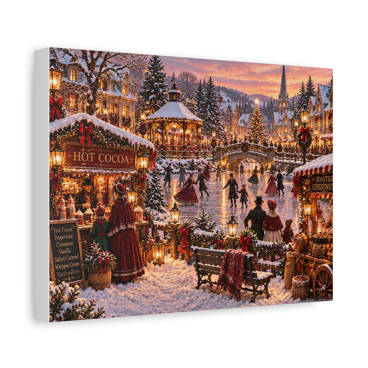 Victorian Ice Skating Scene Canvas