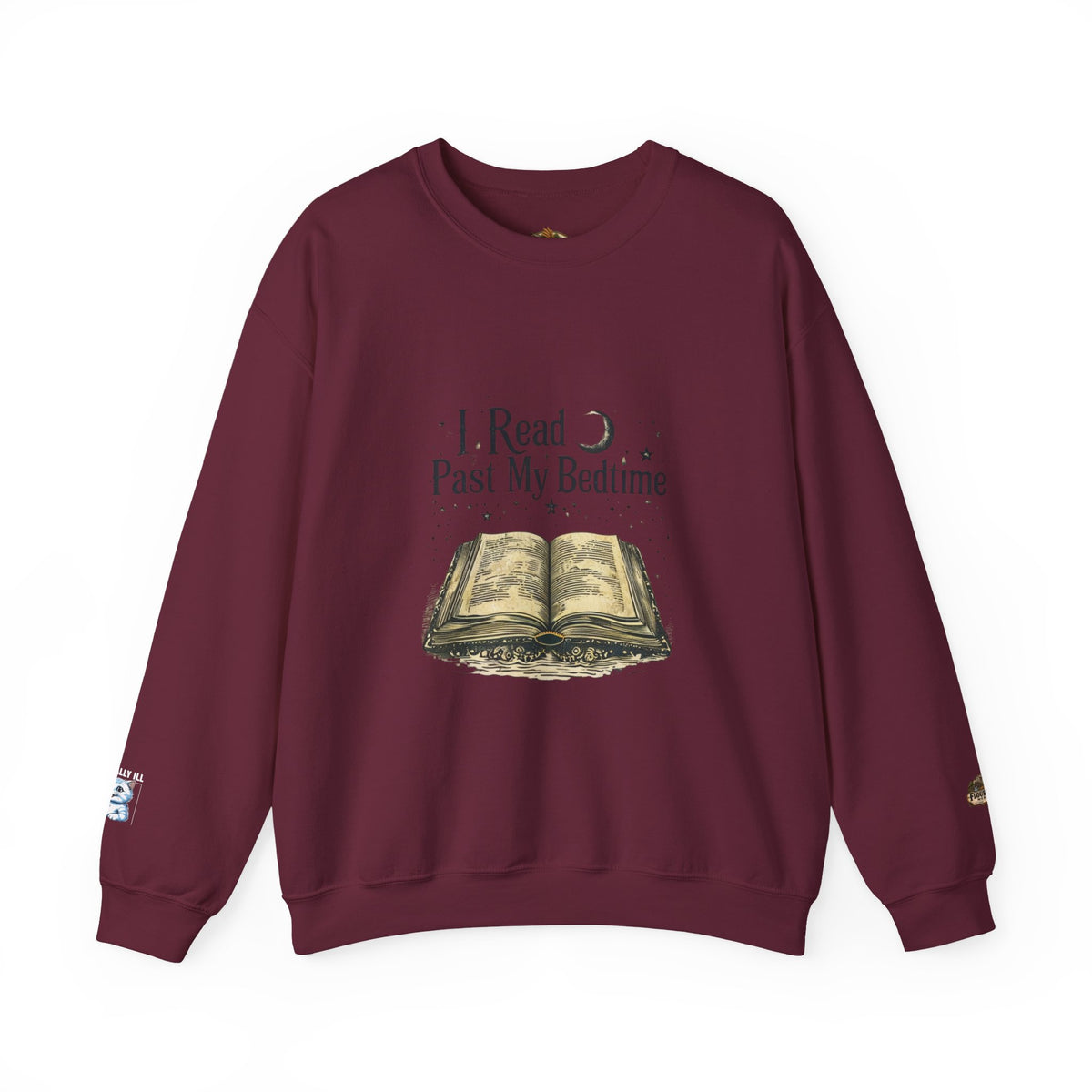 Booklover Crewneck Sweatshirt - "I Read Past My Bedtime" Cozy Reading Pullover- Flour and Foundry Mercantile Co.