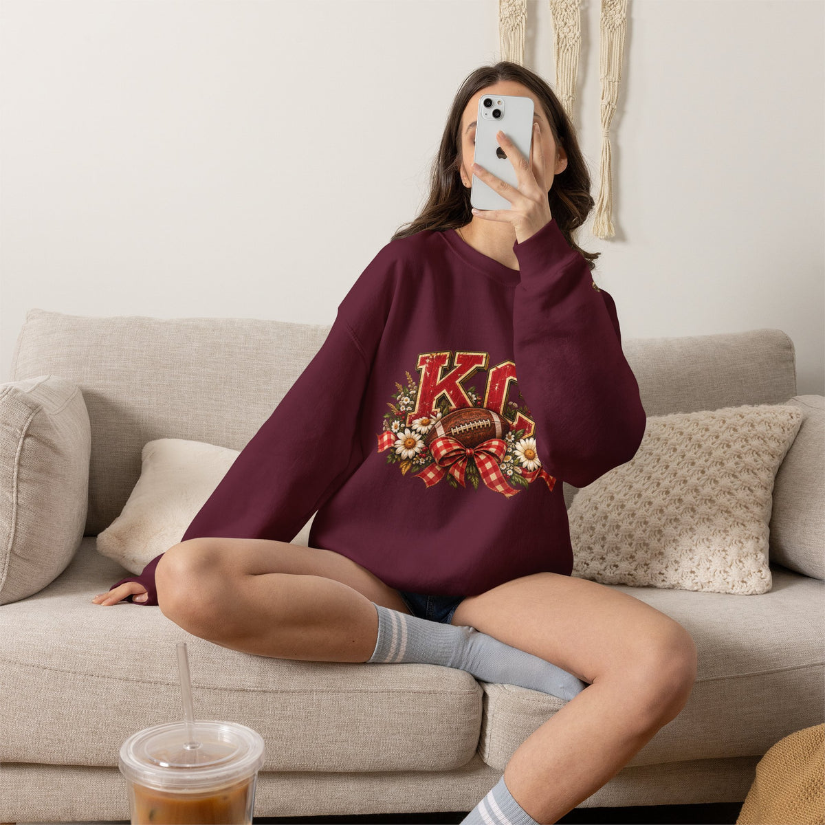 KC Football Vintage Crewneck Sweatshirt- Flour and Foundry Mercantile Co.