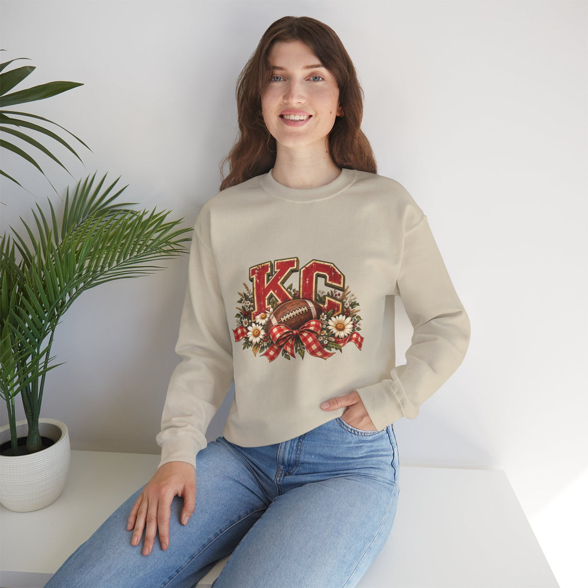 KC Football Vintage Crewneck Sweatshirt- Flour and Foundry Mercantile Co.