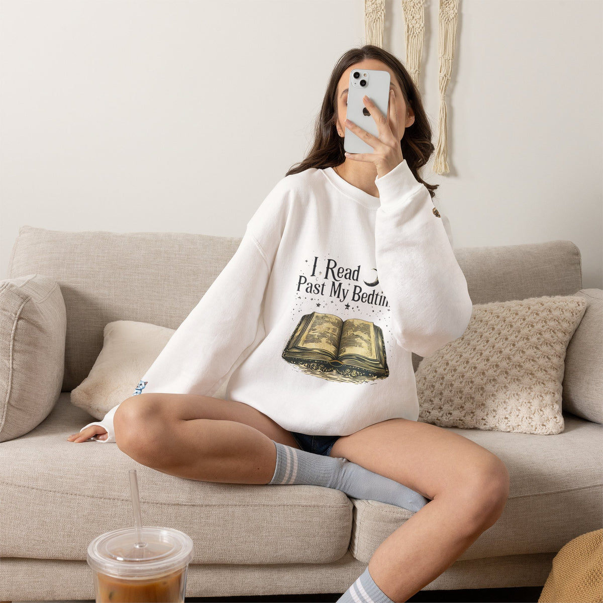 Booklover Crewneck Sweatshirt - "I Read Past My Bedtime" Cozy Reading Pullover- Flour and Foundry Mercantile Co.