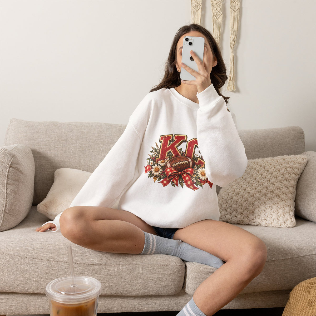 KC Football Vintage Crewneck Sweatshirt- Flour and Foundry Mercantile Co.
