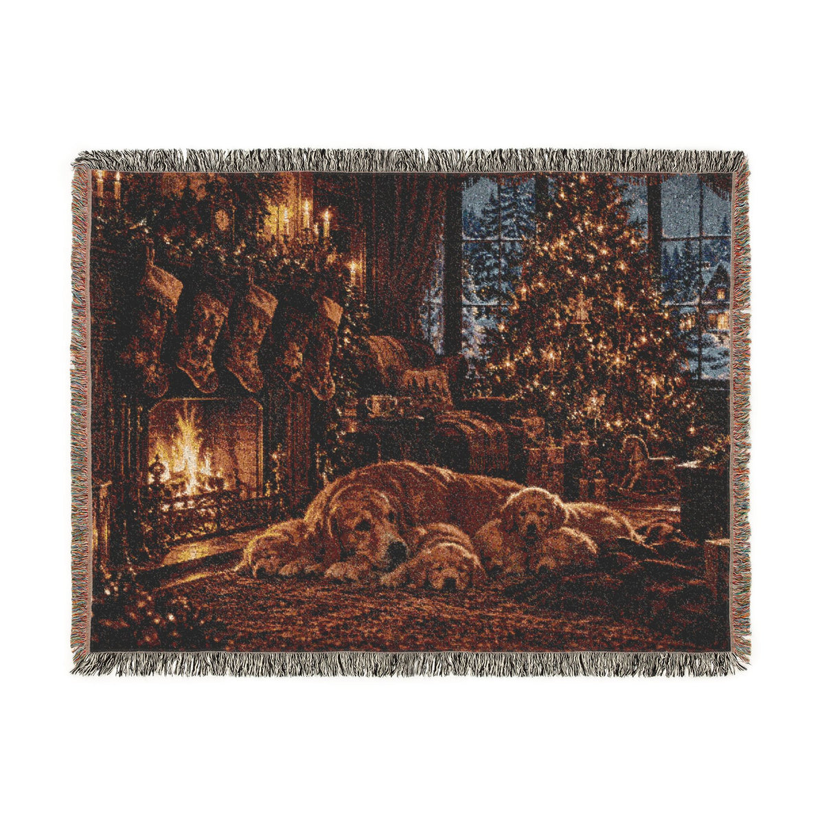 Puppy Christmas Woven Blanket
