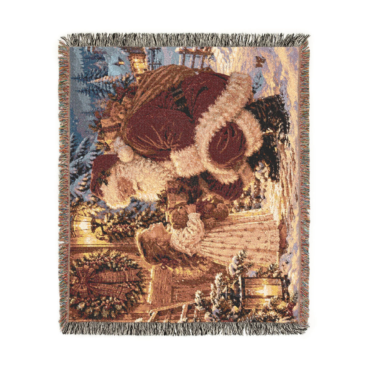 Vintage Santa Christmas Woven Blanket