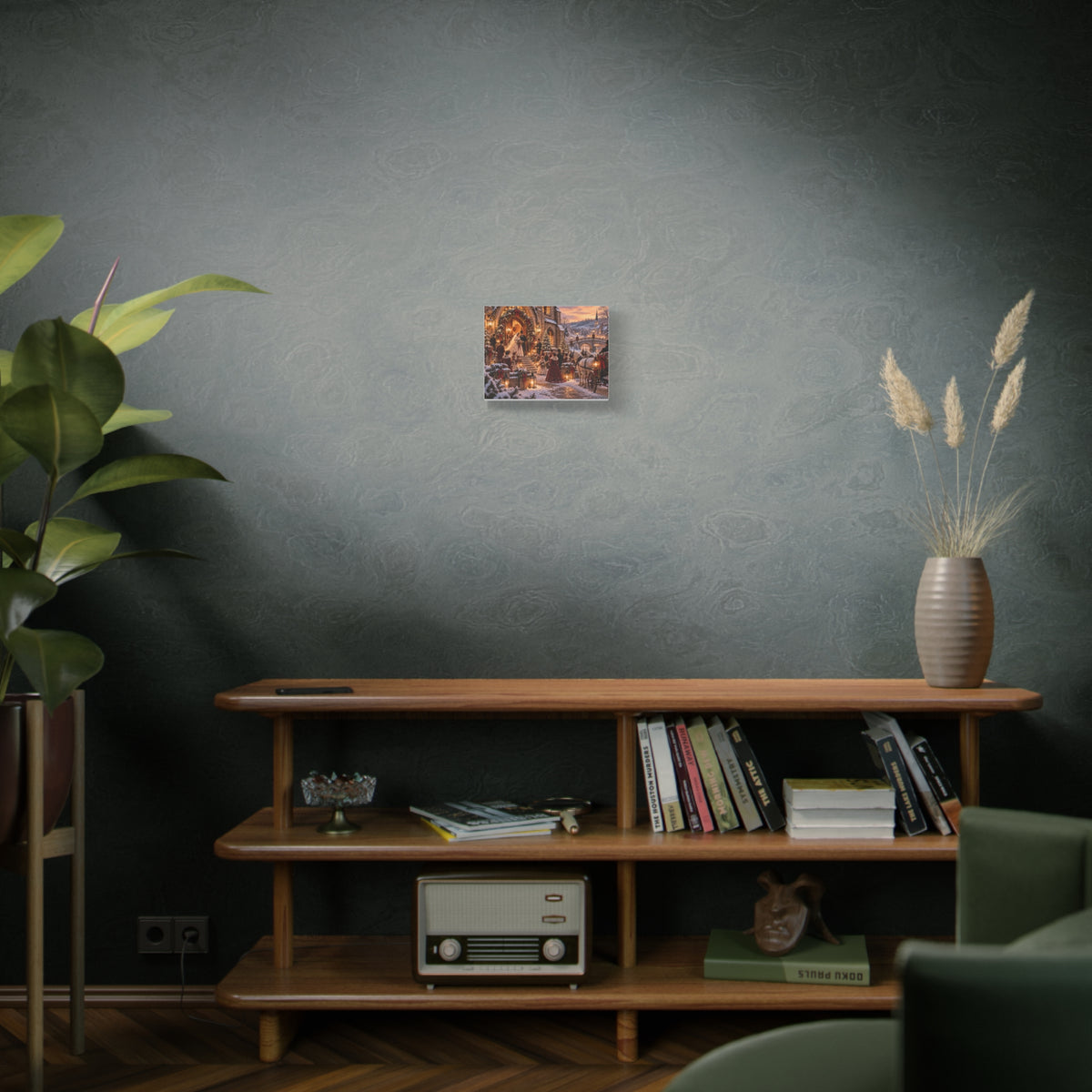Victorian Christmas Wedding Church Scene Canvas