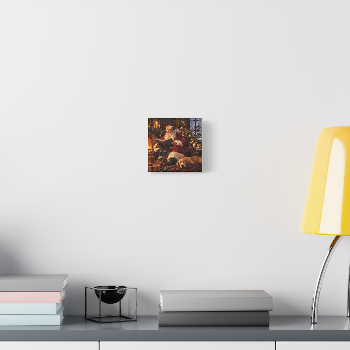 Santa Reading by the Hearth Canvas Wall Art