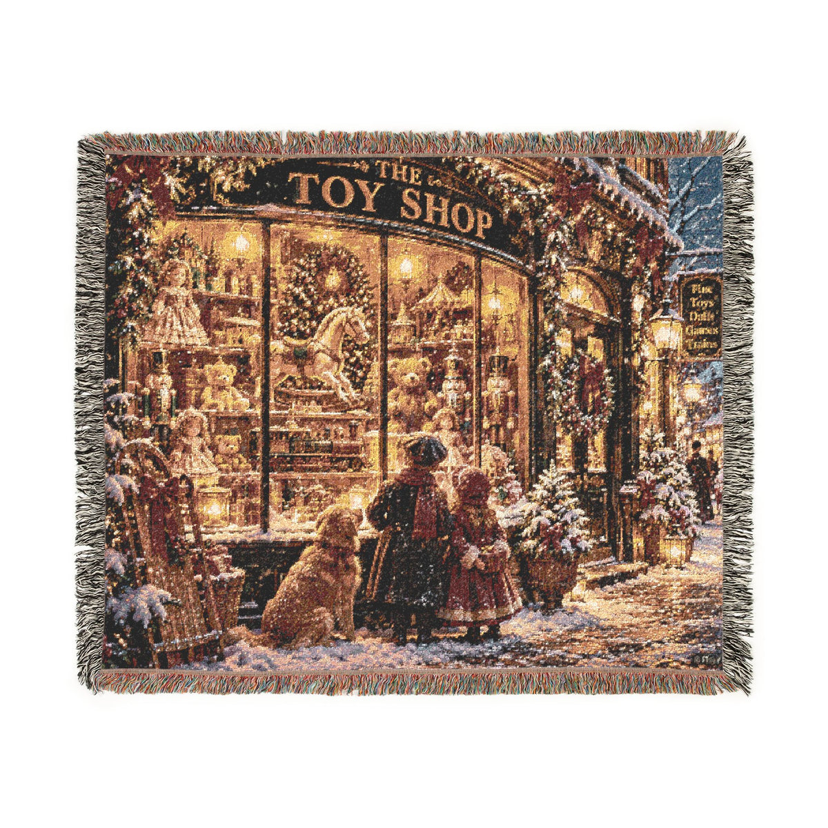 Christmas Eve at the Toy Shop Woven Blanket