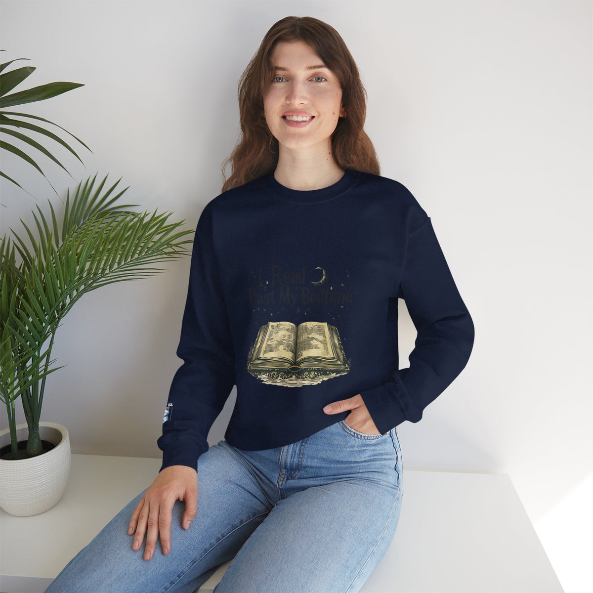 Booklover Crewneck Sweatshirt - "I Read Past My Bedtime" Cozy Reading Pullover- Flour and Foundry Mercantile Co.