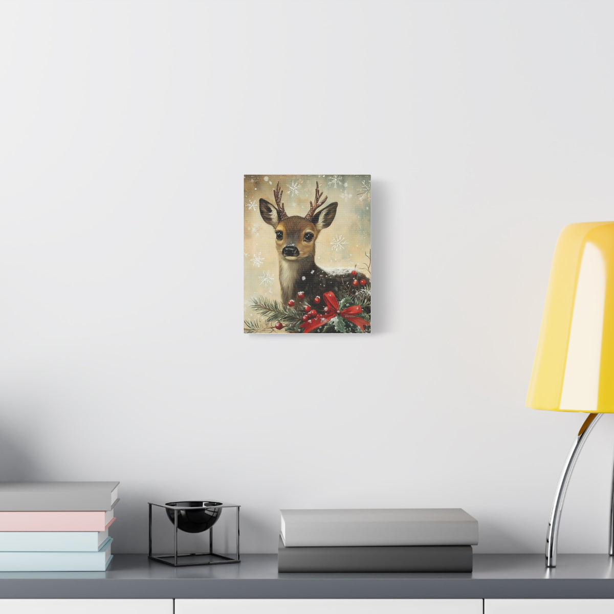 Christmas Fawn Canvas Art – Festive Deer Holiday Wall Decor