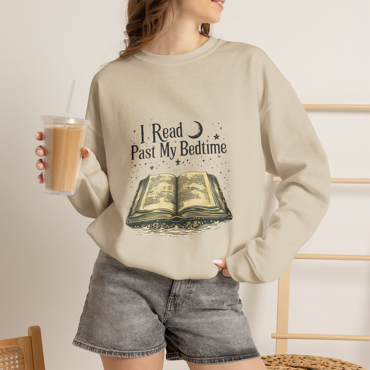 Booklover Crewneck Sweatshirt - "I Read Past My Bedtime" Cozy Reading Pullover- Flour and Foundry Mercantile Co.