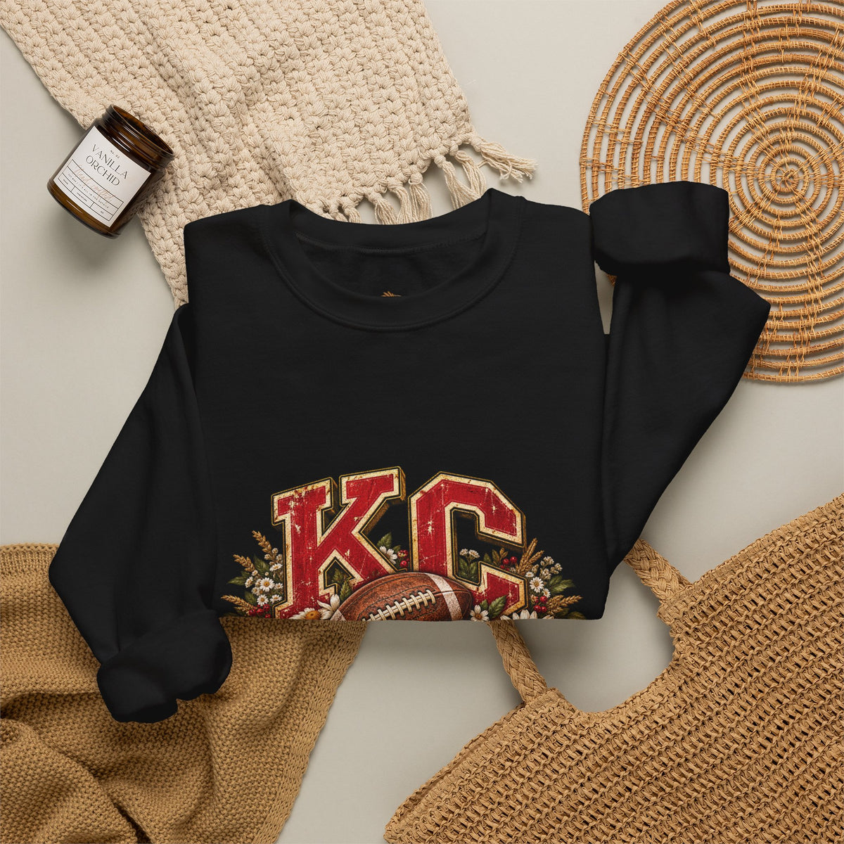KC Football Vintage Crewneck Sweatshirt- Flour and Foundry Mercantile Co.