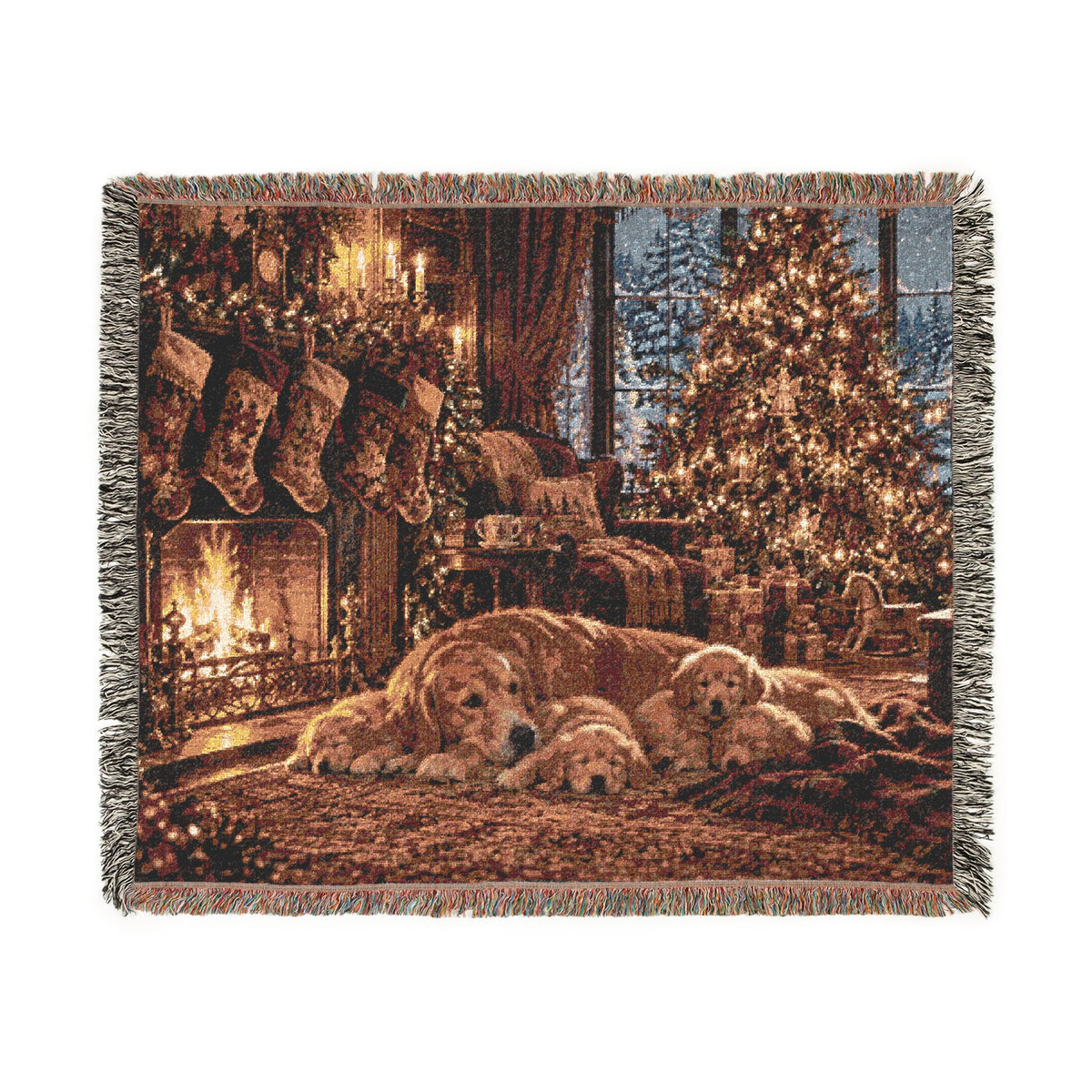 Puppy Christmas Woven Blanket