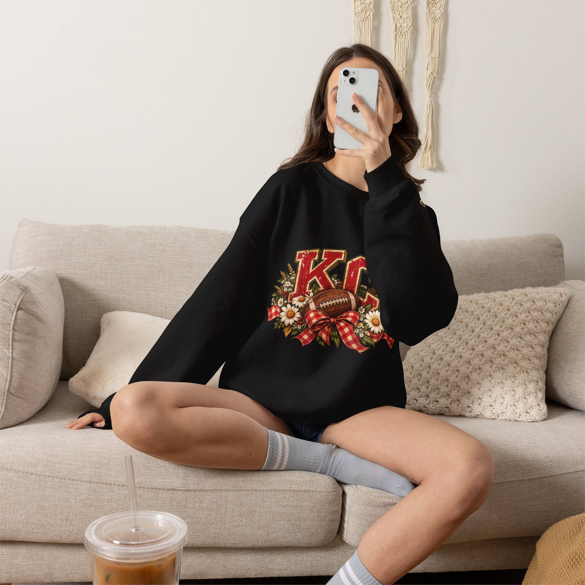 KC Football Vintage Crewneck Sweatshirt- Flour and Foundry Mercantile Co.