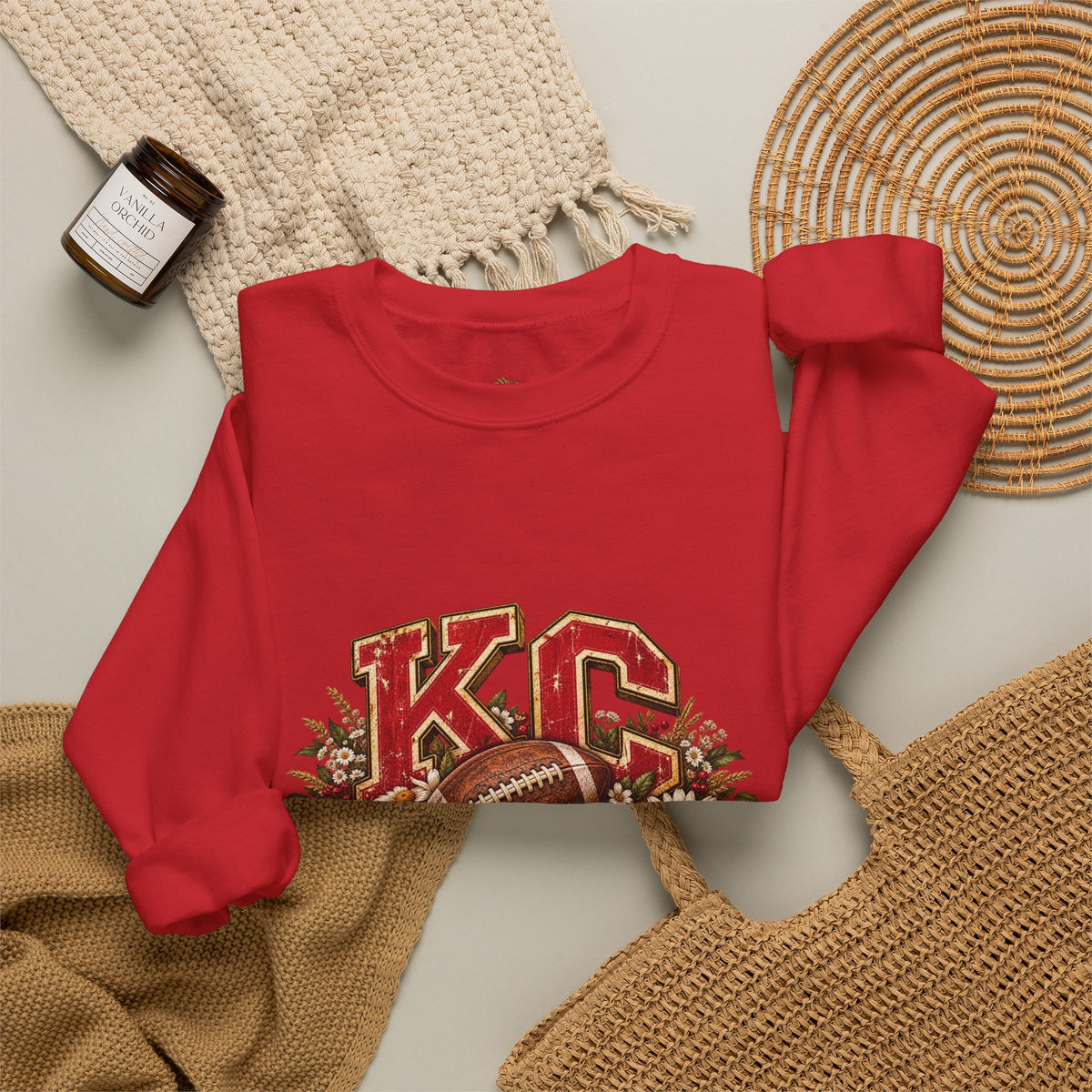 KC Football Vintage Crewneck Sweatshirt- Flour and Foundry Mercantile Co.