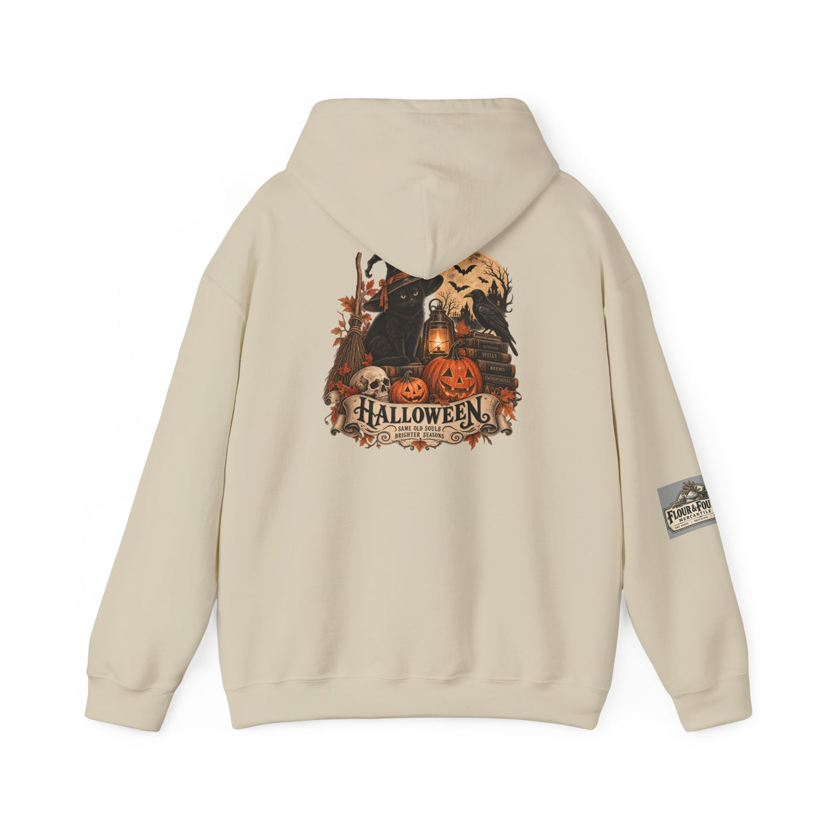 Vintage Halloween Black Cat Hoodie | Witchy Fall Graphic Sweatshirt | Flour & Foundry Mercantile Co.