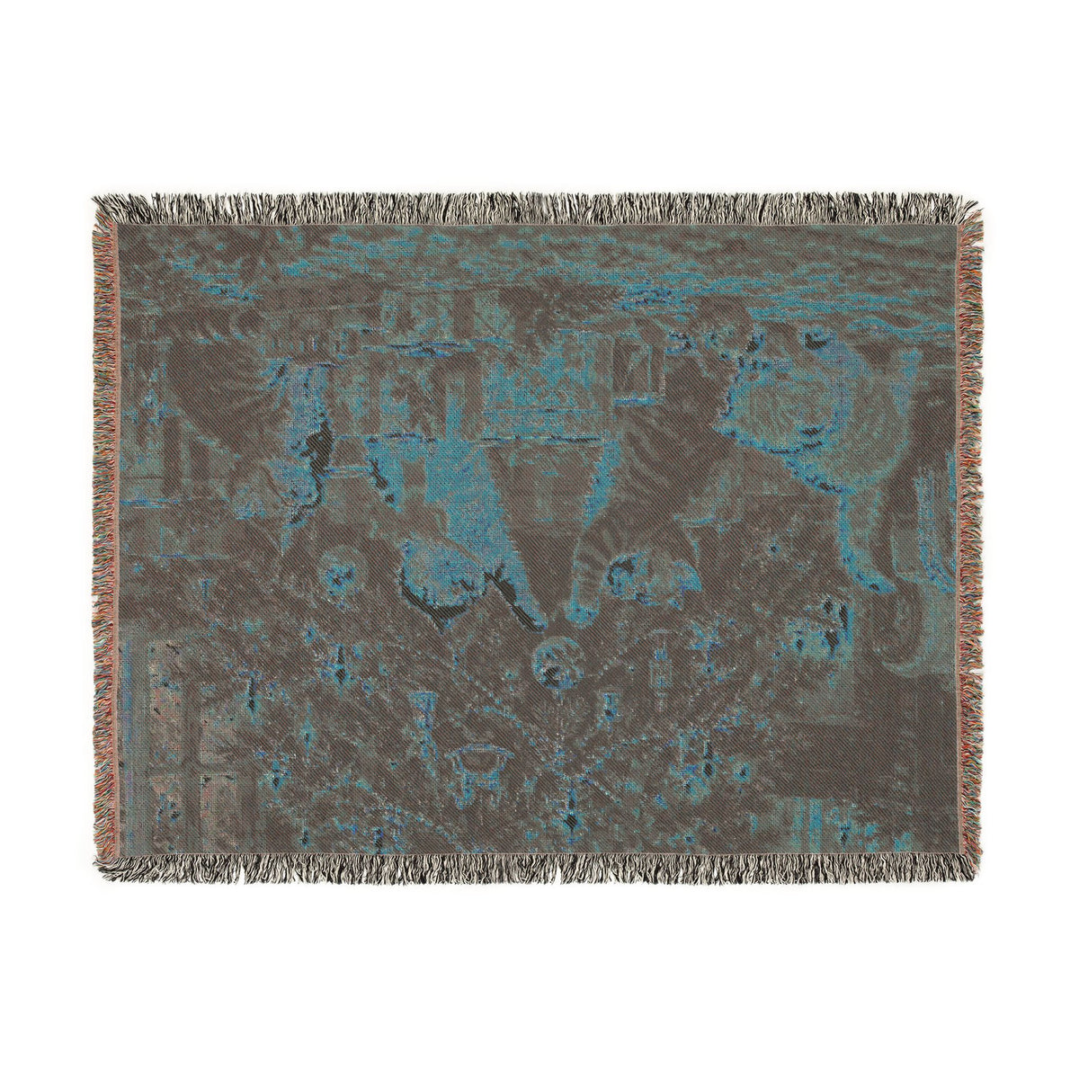 Victorian Christmas Kittens Woven Blanket