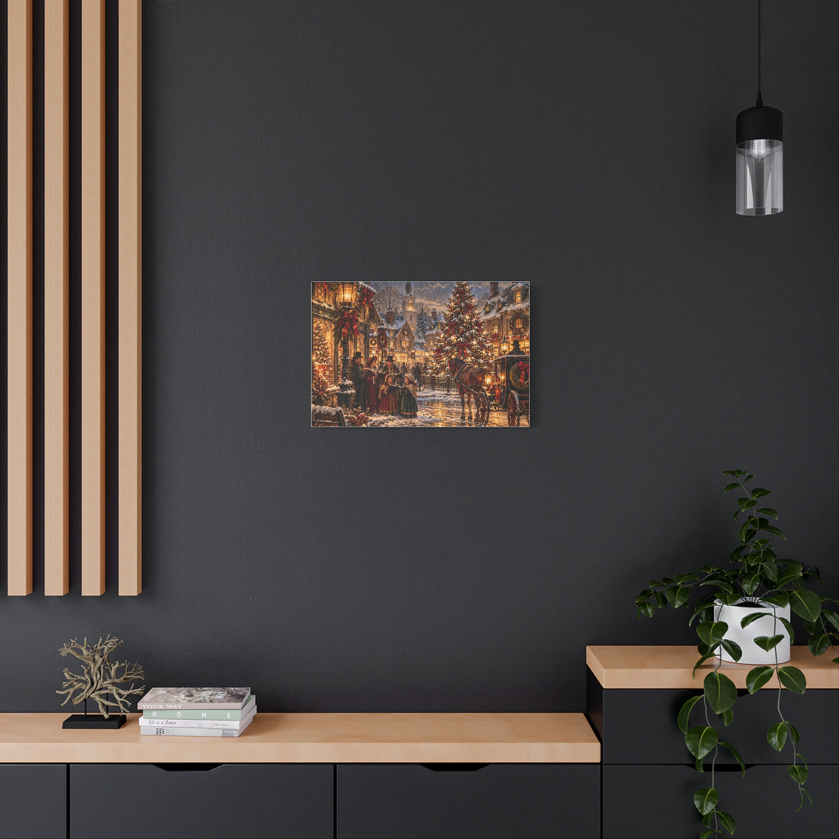 Christmas Carolers Vintage Street Canvas - Matte Stretched Wall Art
