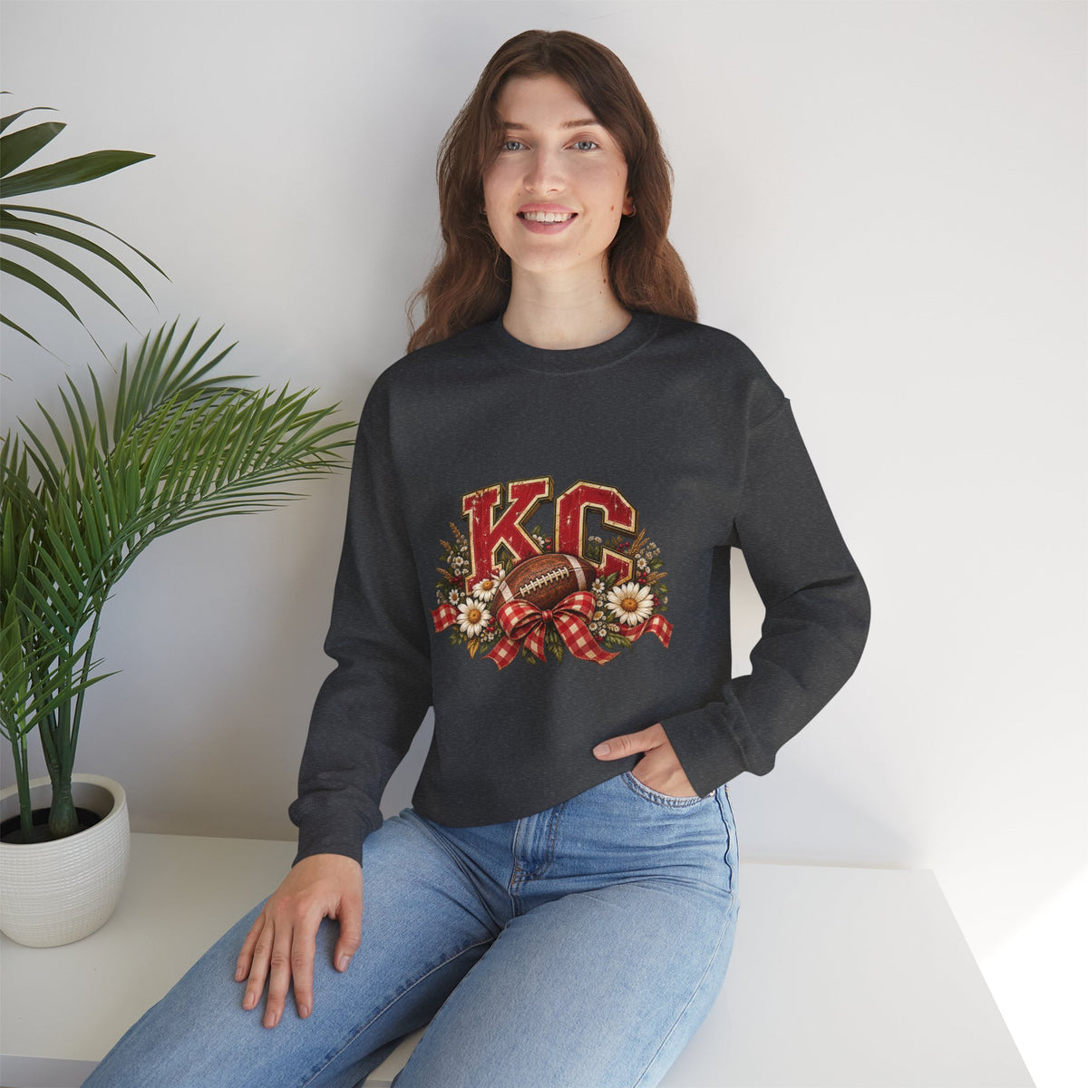 KC Football Vintage Crewneck Sweatshirt- Flour and Foundry Mercantile Co.