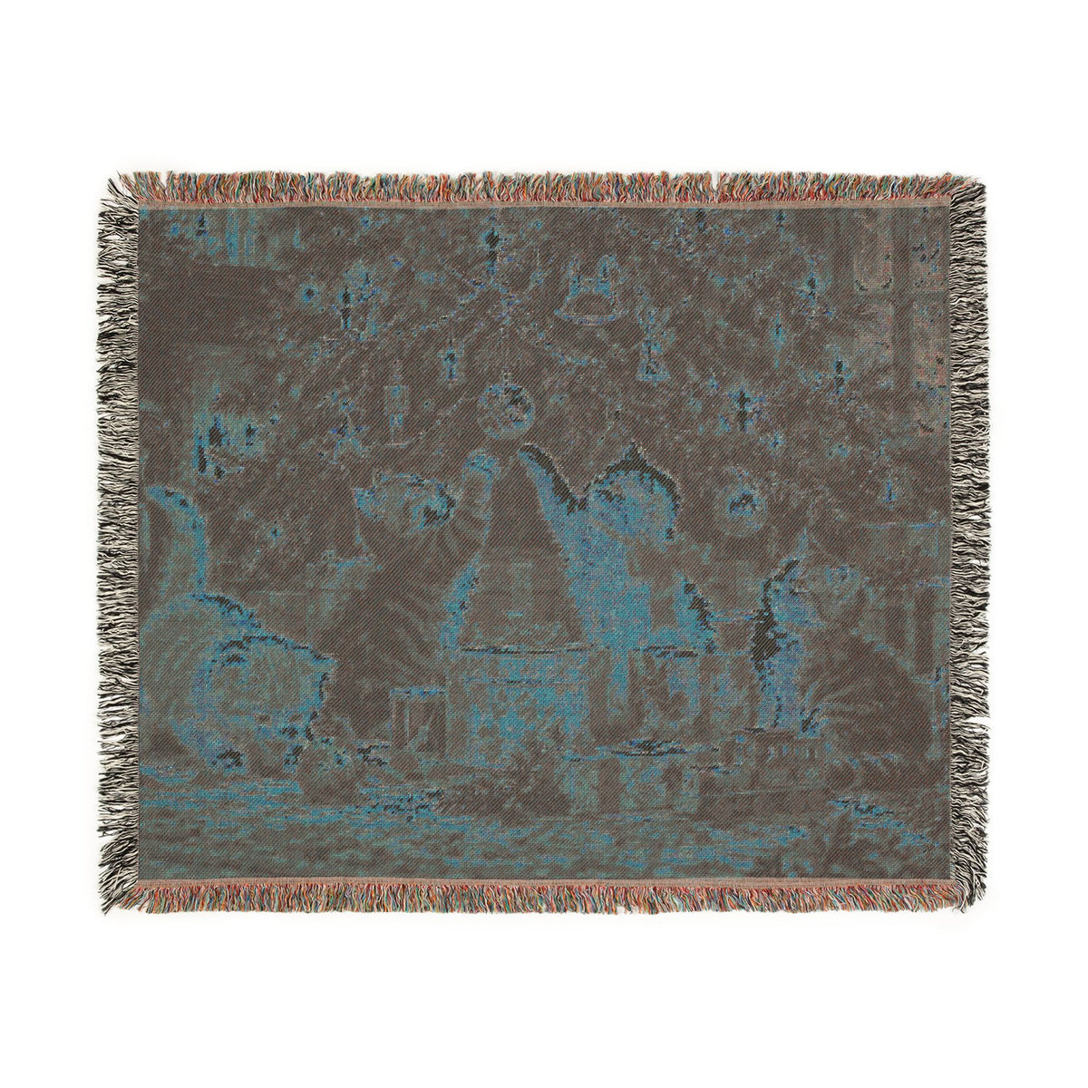 Victorian Christmas Kittens Woven Blanket