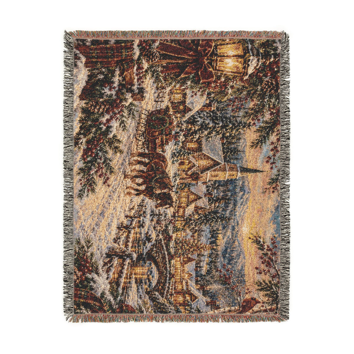 Vintage Winter Carriage Woven Blanket