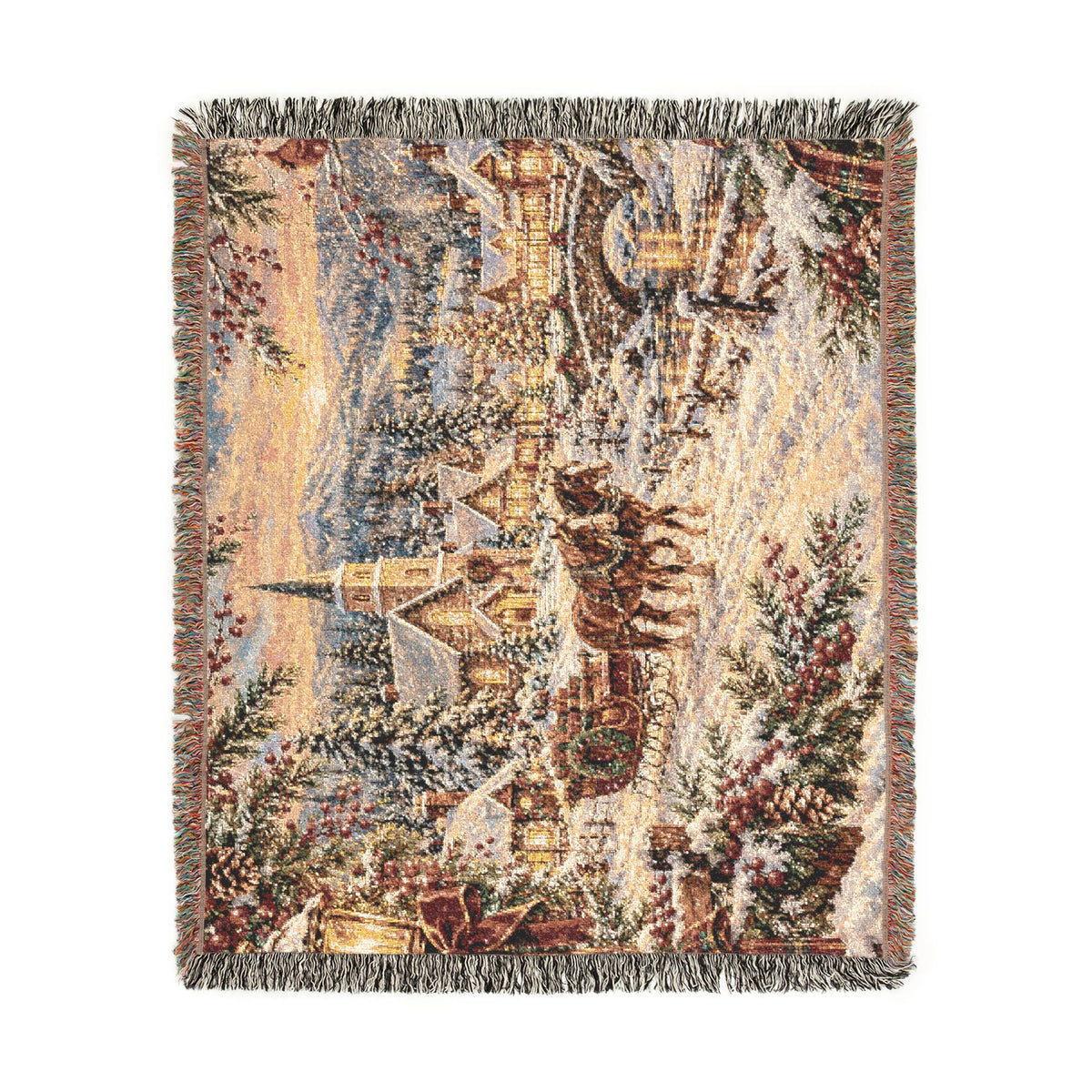 Vintage Winter Carriage Woven Blanket