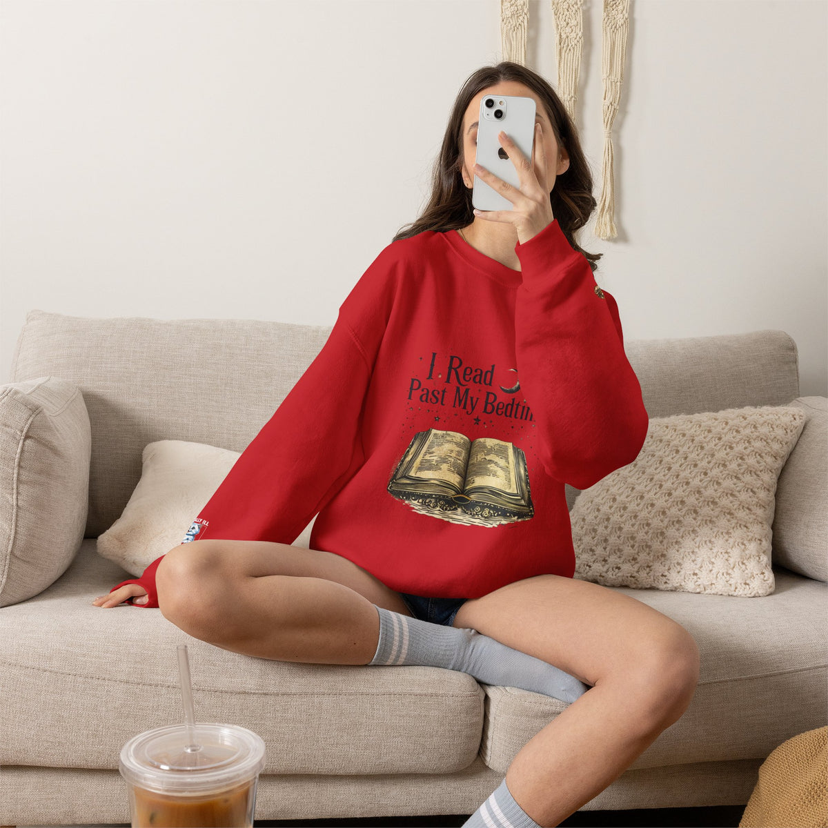 Booklover Crewneck Sweatshirt - "I Read Past My Bedtime" Cozy Reading Pullover- Flour and Foundry Mercantile Co.