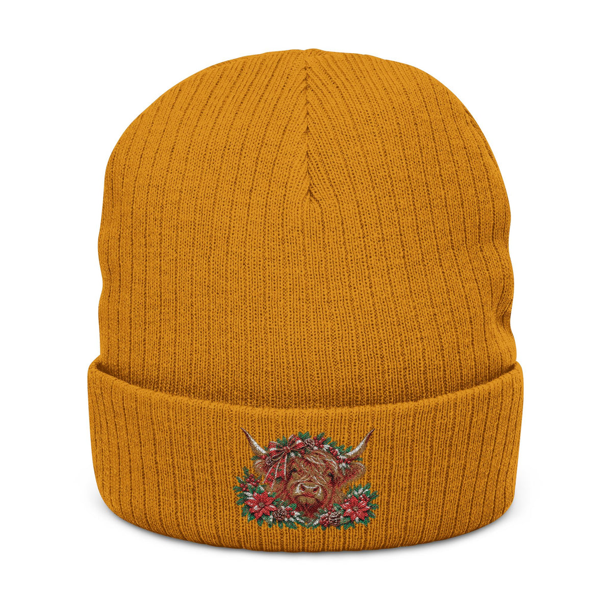 Embroidered Christmas Cow Beanie