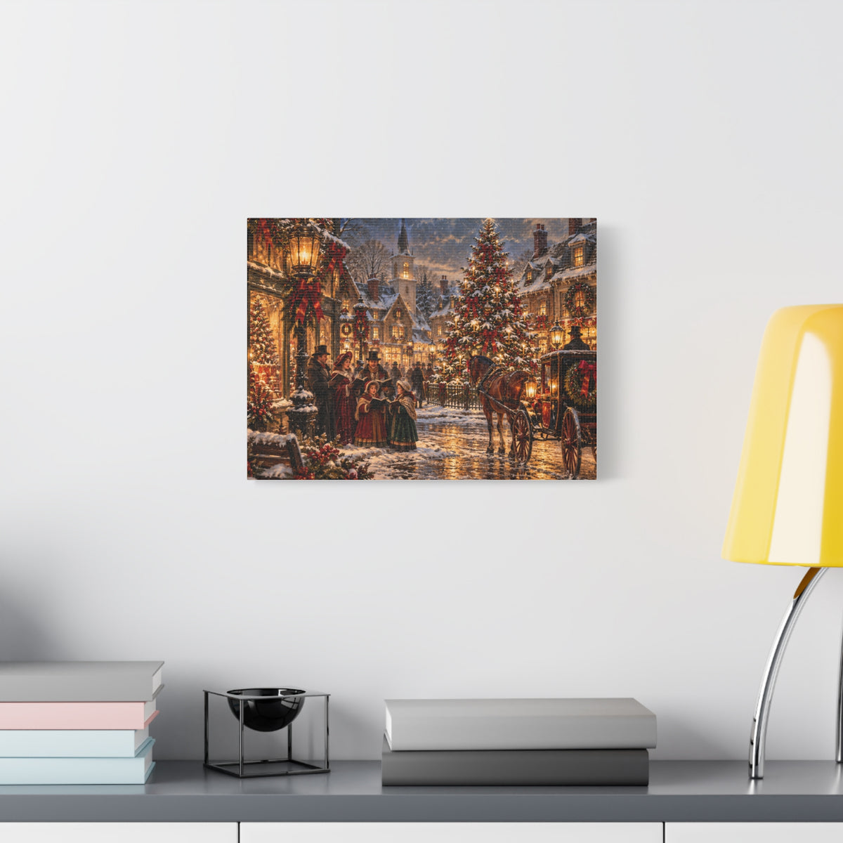 Christmas Carolers Vintage Street Canvas - Matte Stretched Wall Art