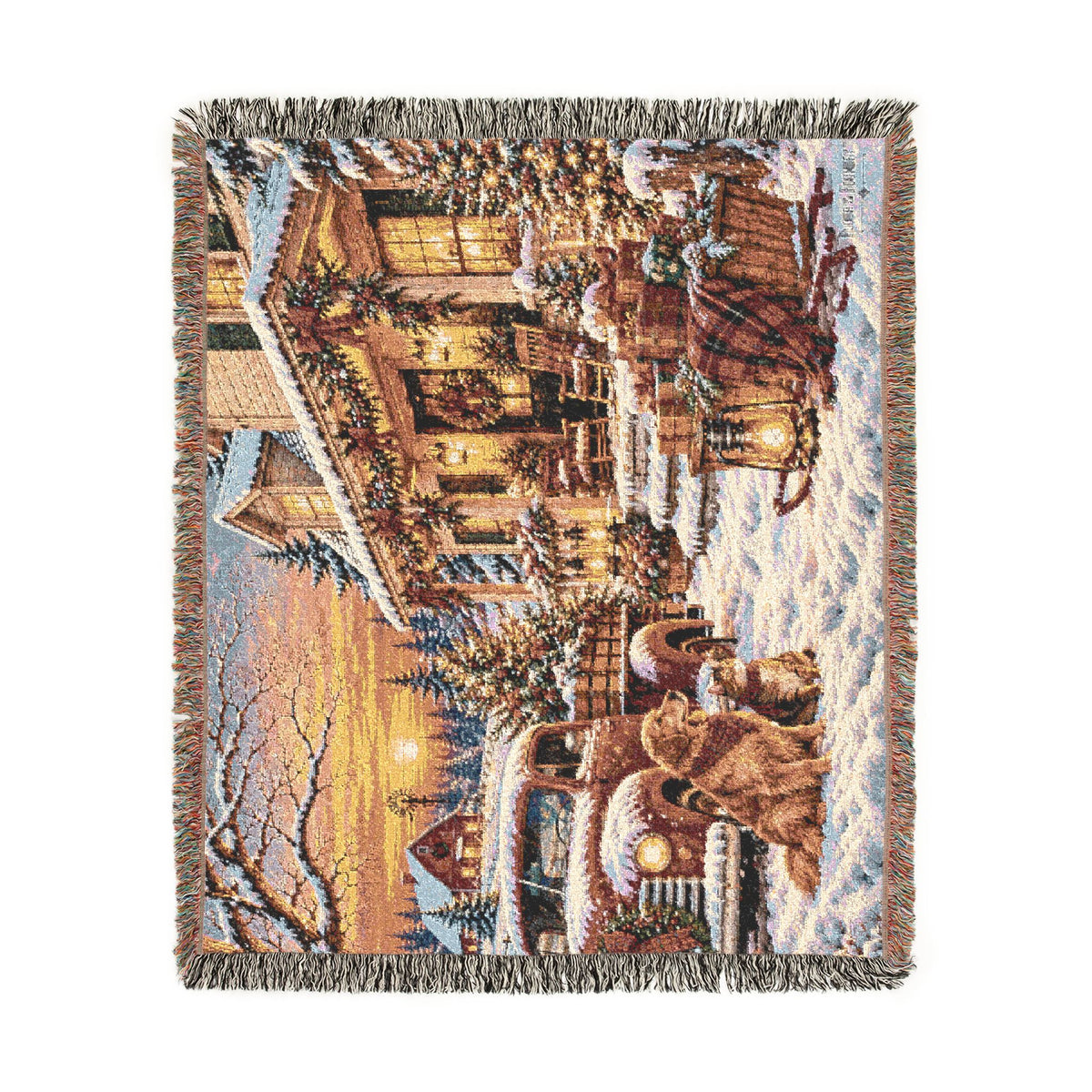Snowy Cat and Dog Christmas Woven Throw-Flour and Foundry Mercantile Co