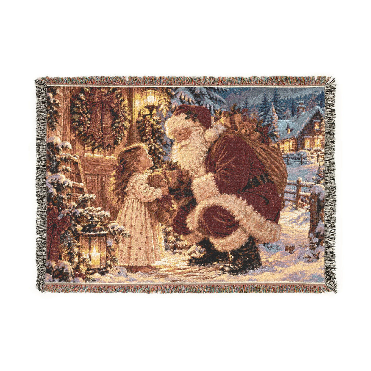 Vintage Santa Christmas Woven Blanket