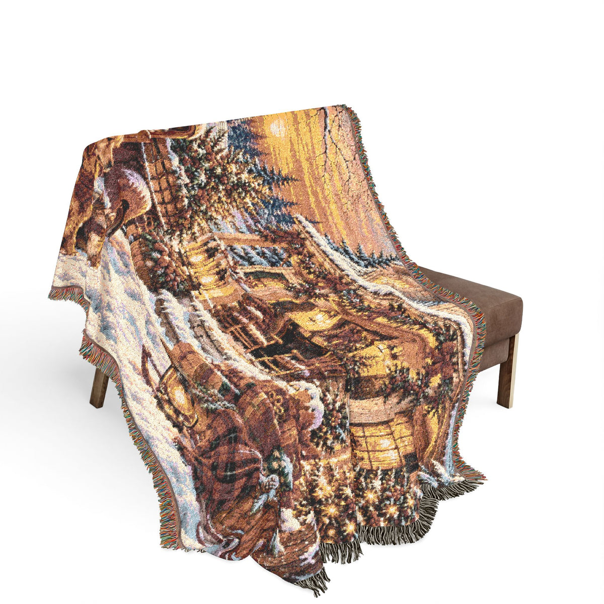 Snowy Cat and Dog Christmas Woven Throw-Flour and Foundry Mercantile Co
