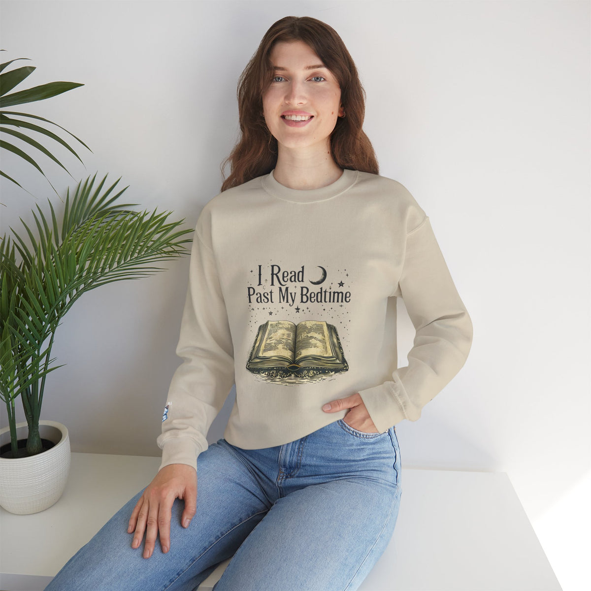 Booklover Crewneck Sweatshirt - "I Read Past My Bedtime" Cozy Reading Pullover- Flour and Foundry Mercantile Co.