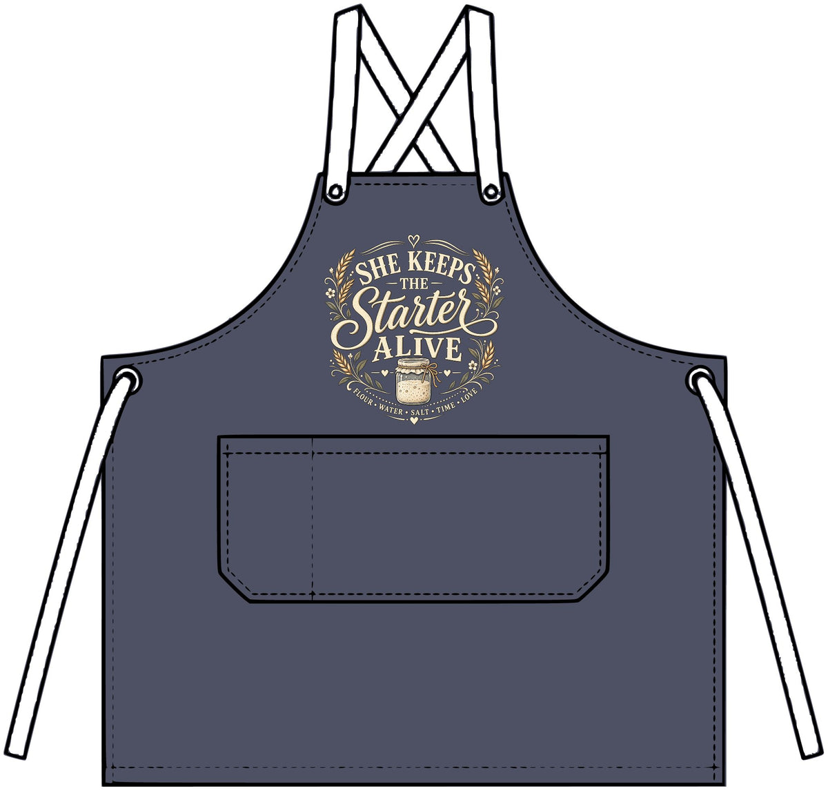 She Keeps the Starter Alive Denim Apron | Sourdough Bakery Apron