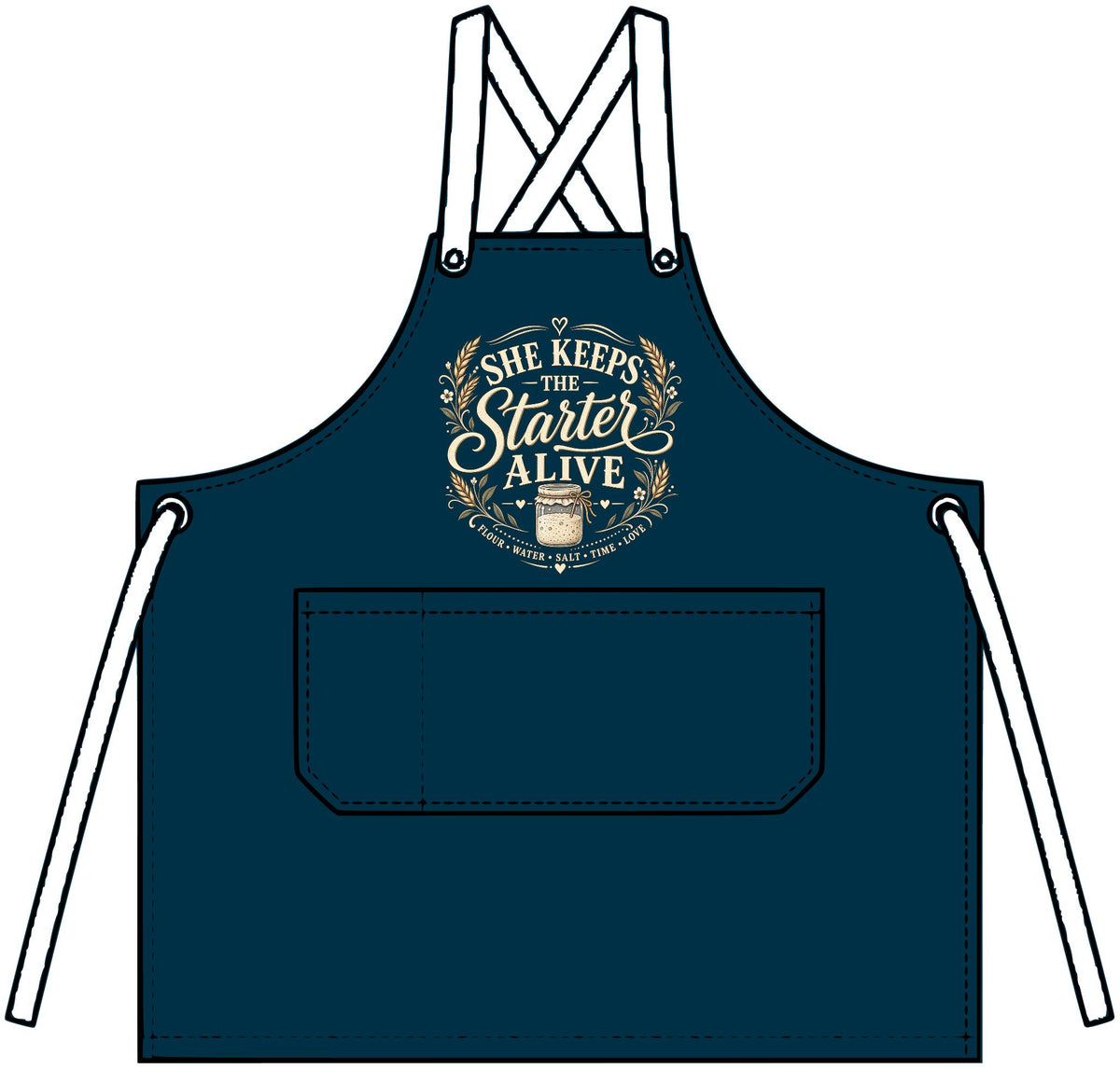 She Keeps the Starter Alive Denim Apron | Sourdough Bakery Apron