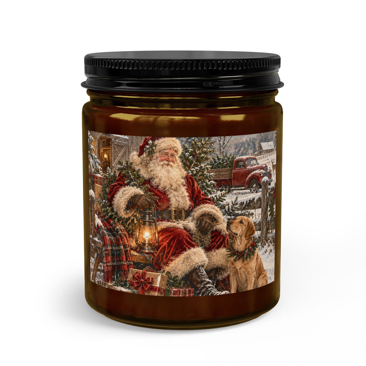 Christmas Santa & Dogs Candle Set with Wick Trimmer