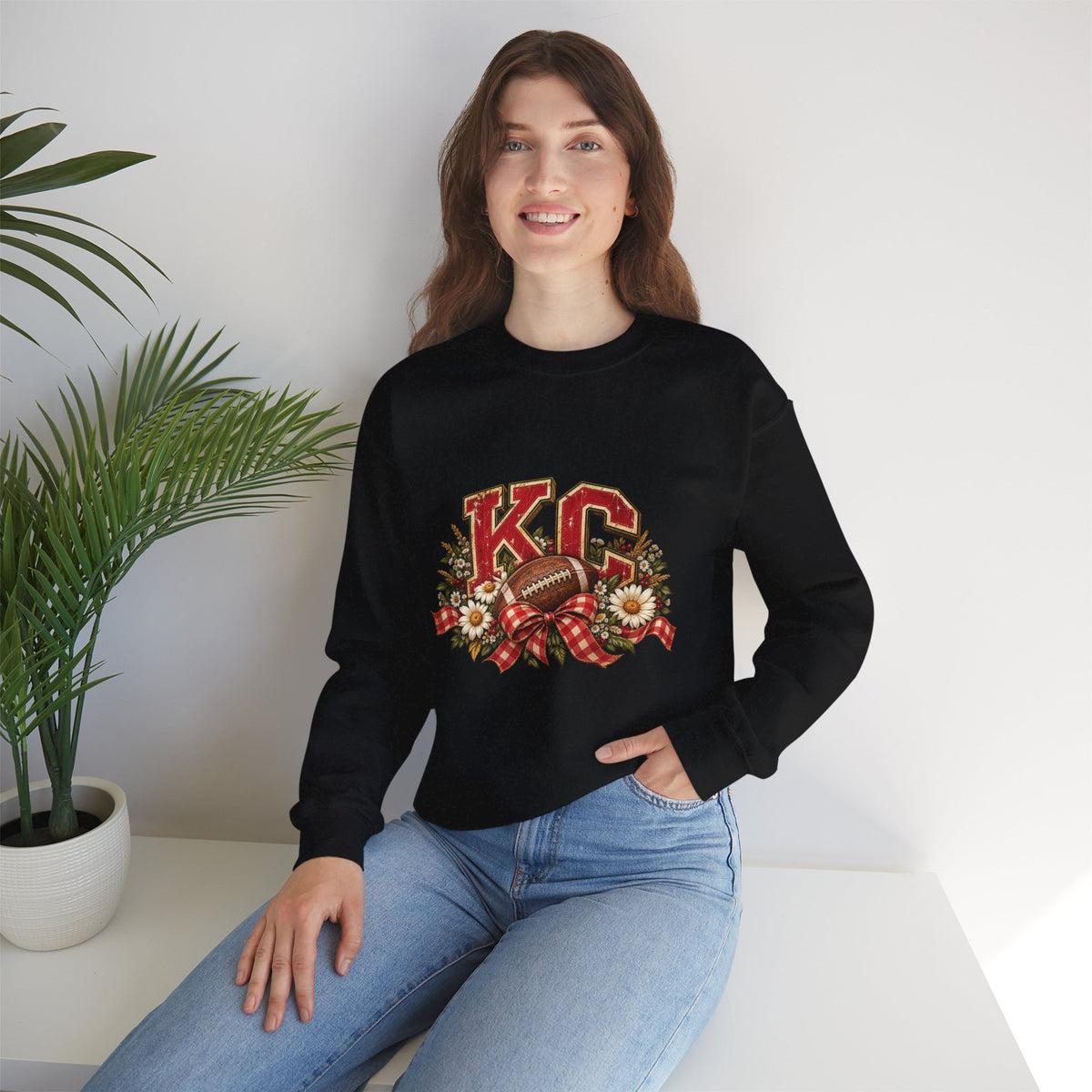 KC Football Vintage Crewneck Sweatshirt- Flour and Foundry Mercantile Co.