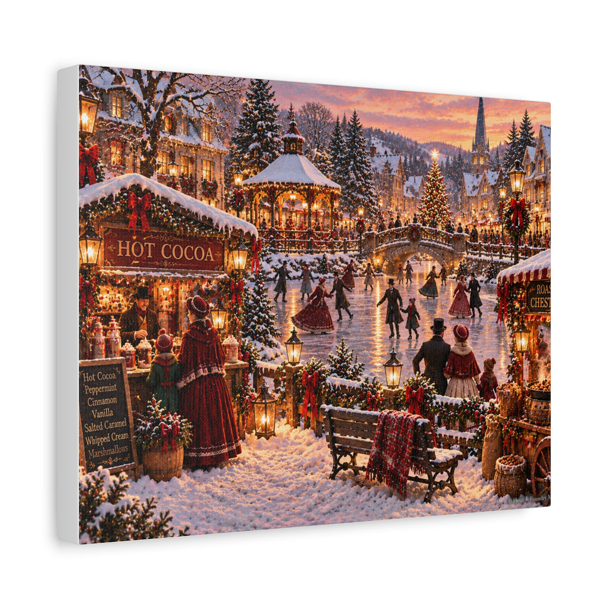 Victorian Ice Skating Scene Canvas
