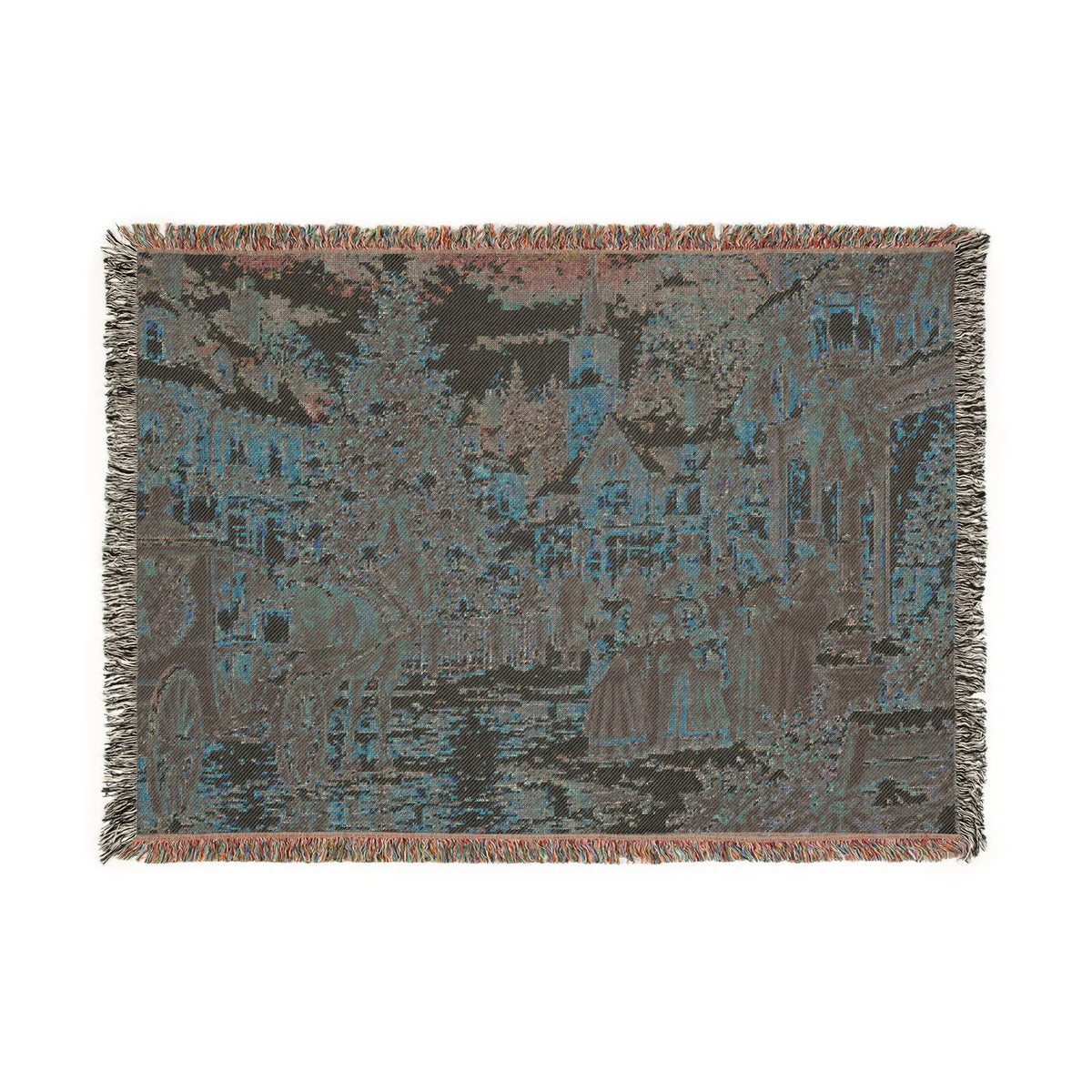 Christmas Carolers Woven Blanket — Vintage Holiday Village Cozy Throw