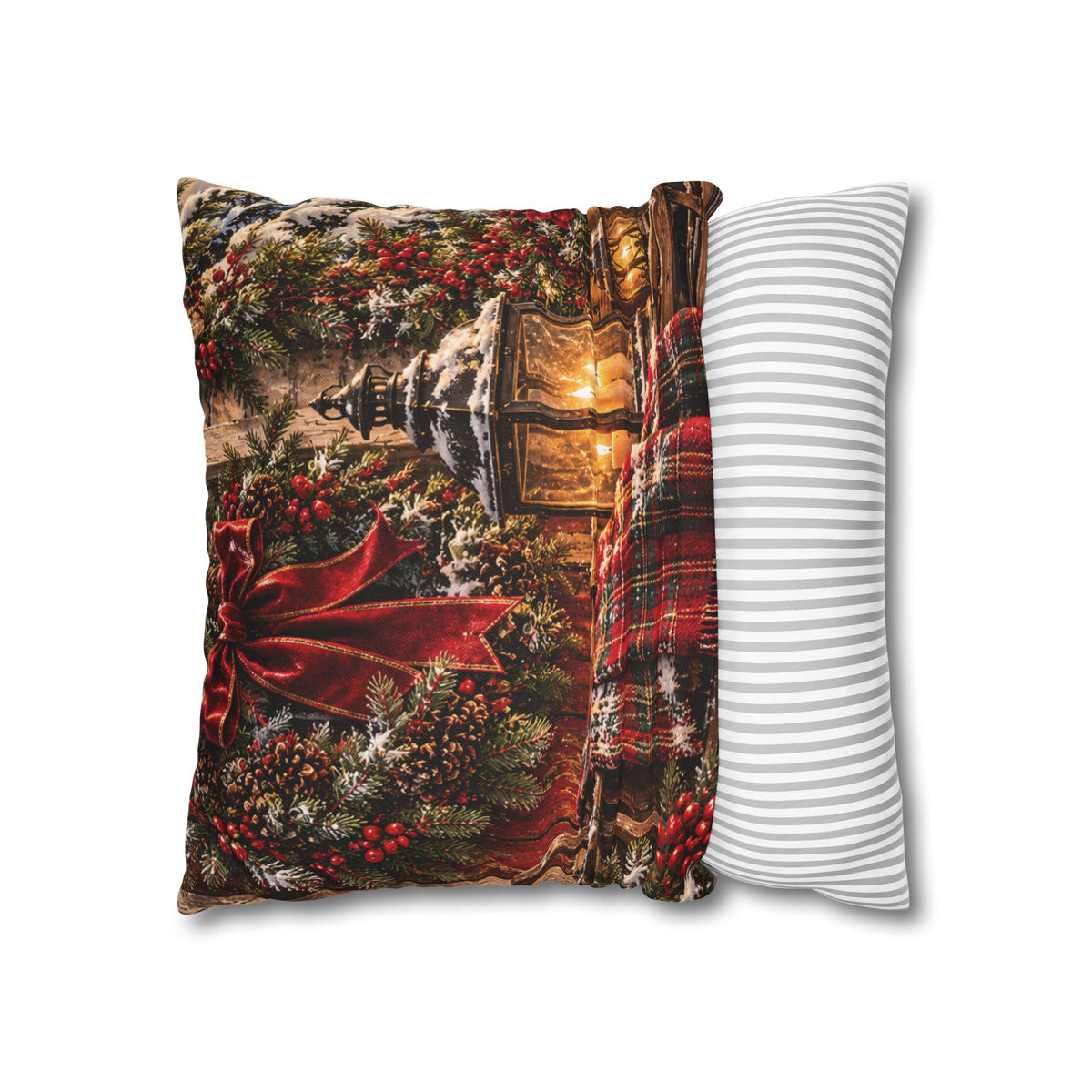 Christmas Village Horse-Drawn Sleigh Decorative Pillowcase